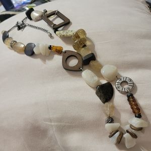 Chico multi stone 24" gun metal colored necklace